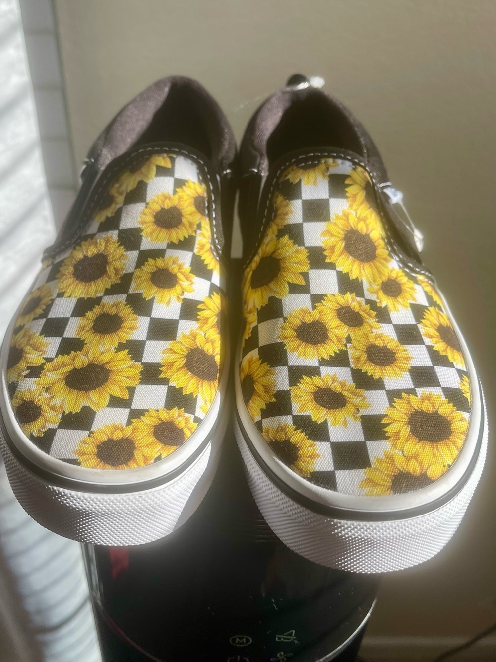 Vans Kids Slip-On Sneakers with Yellow Sunflower Check Print